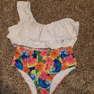 VIMPUNEC Ruffle One Shoulder Swimsuits for Women